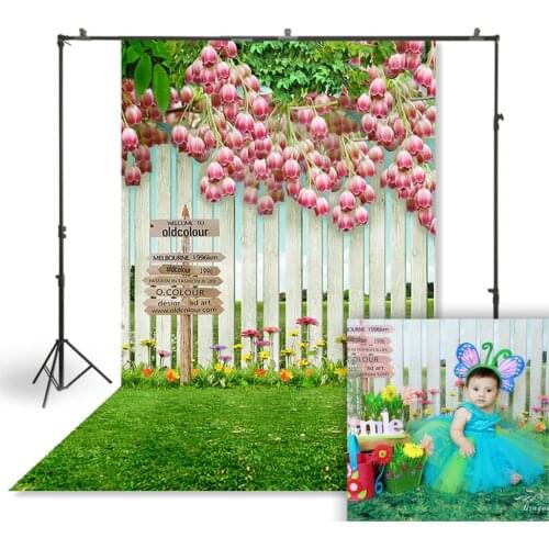 HUAYI Photography Backdrop Spring Easter Fence Photo Booth Background Customize Newborns Child Birthday Studio Backdrop XT-2897