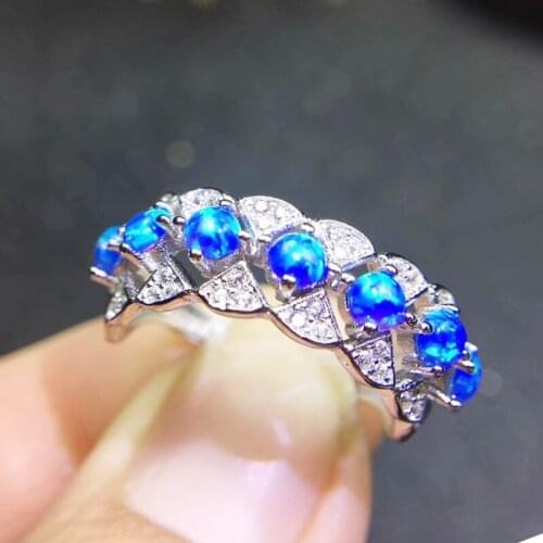 Natural real white opal round ring Free shipping 3*3mm 0.1ct*7pcs gemstone 925 sterling silver Fine jewelry J2122919