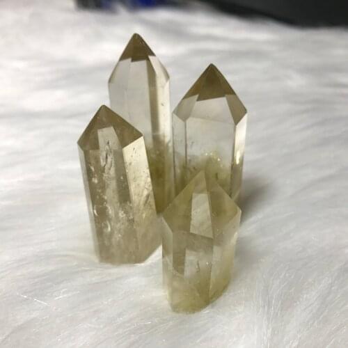 4 pcs beautiful natural citrine quartz crystal gemstone point meditation reiki healing crystal stone wand wholesale