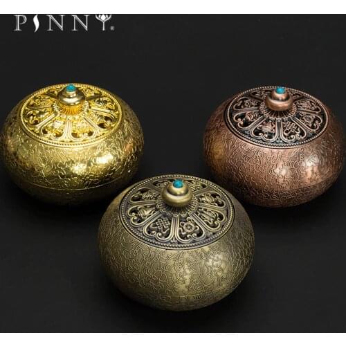 PINNY Alloy Retro Incense Burners Large Coil Sandalwood Censer Nepalese Metal Crafts Cone Incense Base Zen Decor