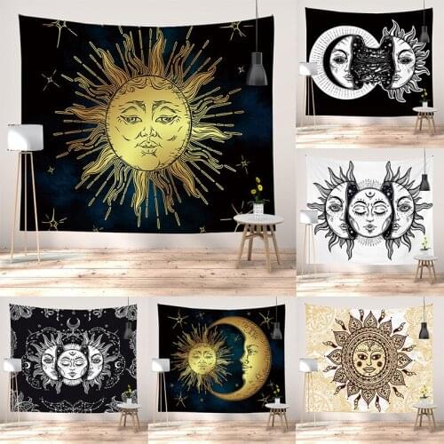 Mandala Tapestry White Black Sun And Moon Tapestry Wall Hanging Gossip Tapestries Hippie Wall Rugs Decor Blanket (Drop Shipping)
