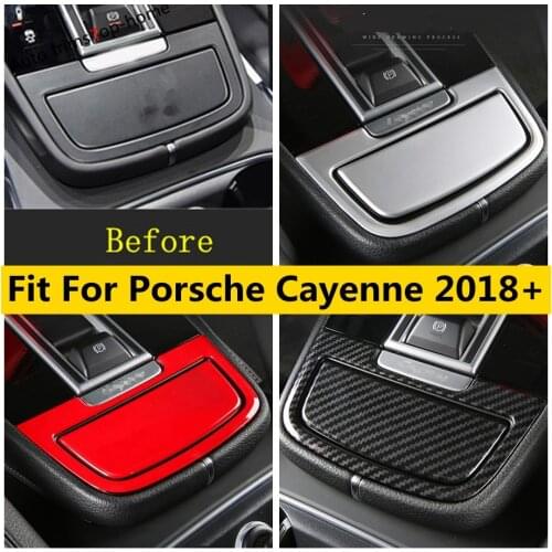 Carbon Fiber Look / Matte Interior Kit For Porsche Cayenne 2018 2019 2020 2021 Gearbox Ashtray Box Panel Cover Trim Accessories
