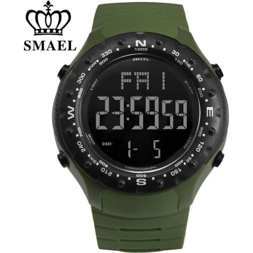 SMAEL Men Sports Watches Countdown Double Time Watch Alarm Chrono Digital Wristwatches 50M Waterproof Relogio Masculino