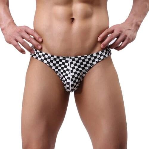 Men Underwear Sexy Men Briefs Breathable Mens Slip Cueca Male Plaid Panties Underpants Small Briefs