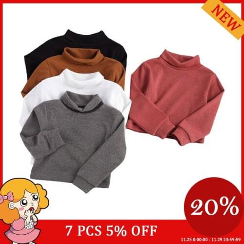 New Kids Baby Long Sleeve Rib Knitted Tops Turtleneck Top Fashion Solid Color Top for Children Boys Girls Spring Fall 2-7Y