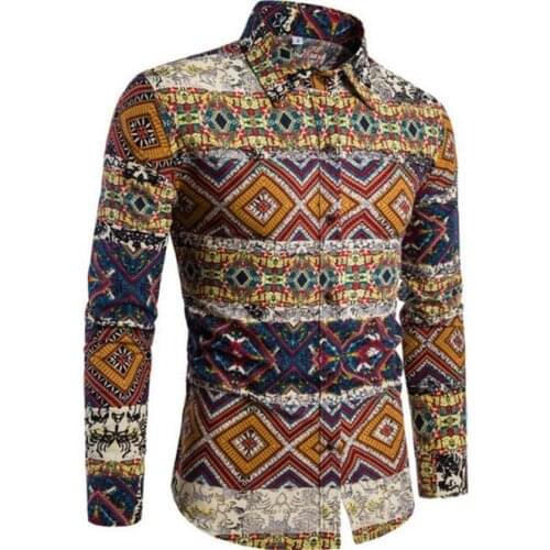 2020 Tide Autumn New Mens casual Fashion long-sleeved male Leisure Slim business plus size men Flower shirt