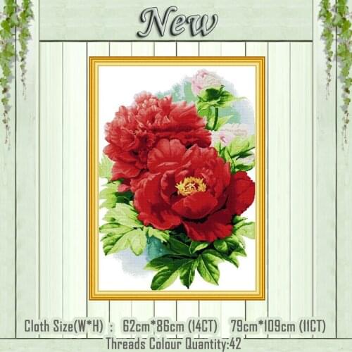 Peony blooming with wealth decor painting counted print on the canvas DMC 11CT 14CT kits Cross Stitch Embroidery needlework Sets