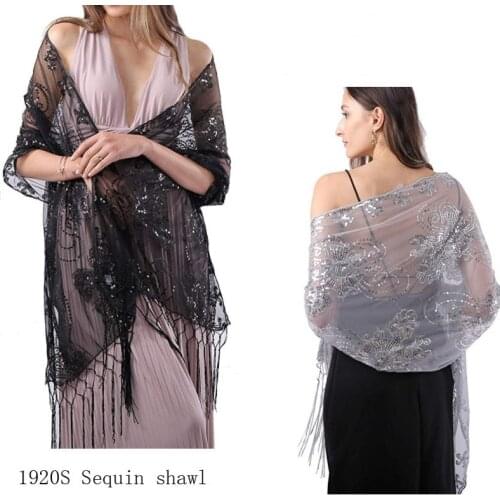 Luxury Sequin Shawls & Wraps for Party Dresses Women Scarf embroidery Wedding Cape bride dress shawl foulard femme ladies shawls
