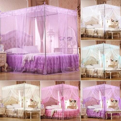 Rectangular 3 Sides Opening Mosquito Net Mesh Bed Canopy Insect Protection Tent Stainless Steel Tube Mosquito Net Home Bedroom
