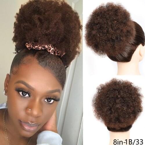 Synthetic Hair Buns For Women Afro Puff Chignon Drawstring Ponytail Elastic With Hair Extensions Hairpieces