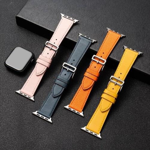 Colorful PU Leather loop Bracelet Belt Band for Apple Watch 6 SE 5 4 42MM 38MM 44MM 40MM Strap for iWatch 6 5 4 Wristband