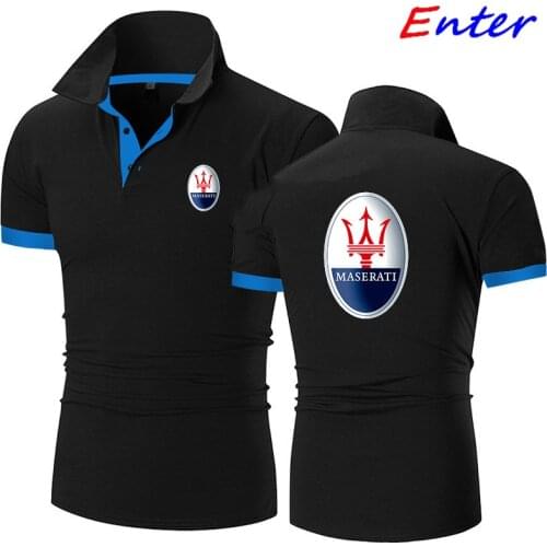 Polo Shirt Mens Summer Stretch Maserati Car LOGO Mens Short-Sleeved Polo Suit High-End Mens T-Shirt High-Quality Polo Shirt