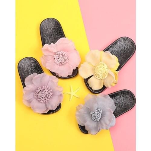 Fashion Children Girls Slippers Summer 2019 Big Flower Princess Outdoor Sandals Kids Beach Slippers Indoor Home Shoes Flip Flops