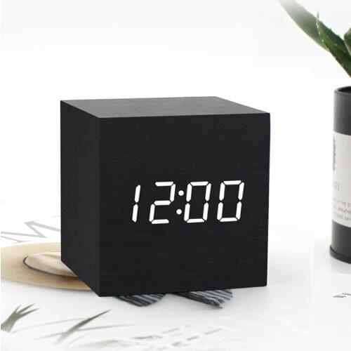 Luminous Wood Digital Electronic Alarm Clock Square Creative Minimalist Silent Alarm Clock Fashion Modern Bedroom Decor MM60NZ