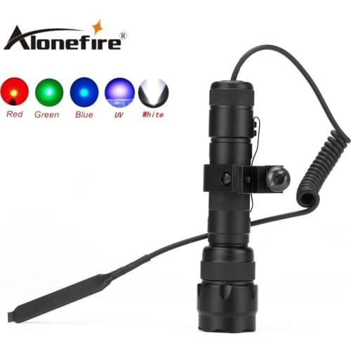 502B 1set Tactical Flashlight Green Red Blue LED Torch Lamp Lantern linterna led with Mount and Remote Control Pressure Switch