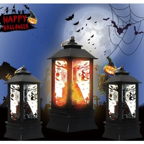 Halloween Decoration Ghost Castle Pumpkin Led Light Bat Ghost Witch Simulation Flame Halloween Horror Party Home Decoration