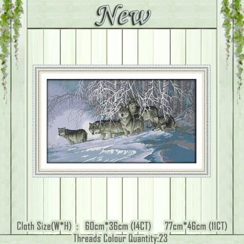 Wolves animal forest painting counted print on the canvas DMC 11CT 14CT kits DIY chinese Cross Stitch embroidery needlework Sets