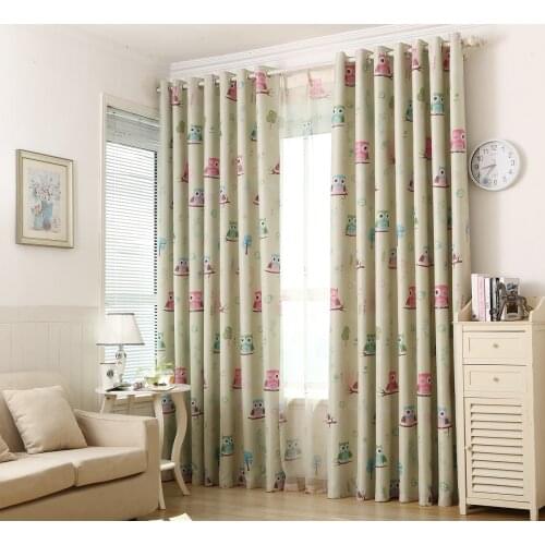 Owl Cartoon Blackout Curtains for Kids Living Room Window Treatments for Childrens Bedroom Blinds Drapes Windows Curtain Custom