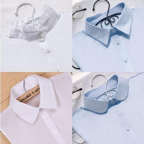 Women Fashion Front Tie White Fake Collar Stand Beads Detachable Collar Fake Women Vintage Ladies False Blouse Collar Half Shirt