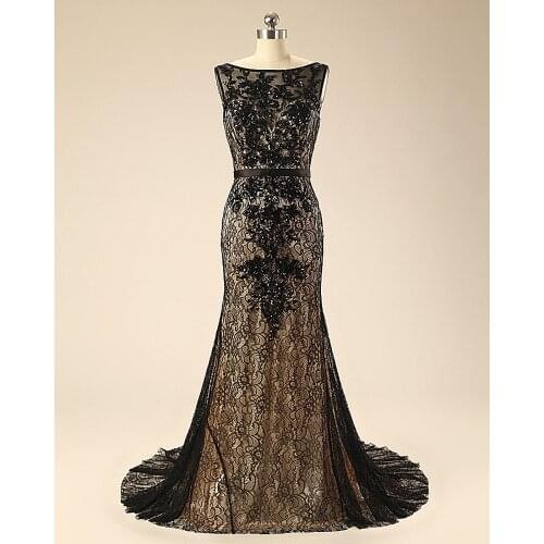 2018 Special Occasion Real Photos Black Lace Beading Sexy Formal Long vestido de festa Evening gown mother of the bride dresses