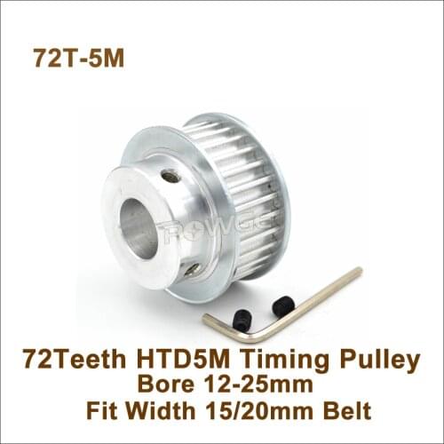 POWGE 72 Teeth 5M Timing Pulley Bore 12-25mm Fit Width 15/20mm HTD 5M Timing Belt 72T 72Teeth HTD 5M Synchronous Pulley