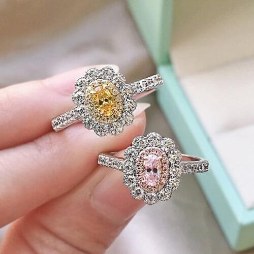 100% 925 Sterling Silver Wedding Engagement Women Jewelry 3*5MM Pink Citrine Ring Womens Oval Gemstone Ring