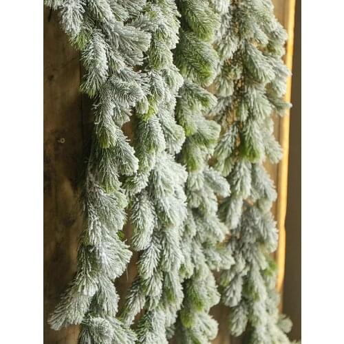 180cm Artificial Snow Covered Plant Christmas Wreath Christmas Family Party Wedding Falling Snow Pine Tree Vine Pendant Decorat