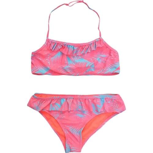 2pcs Children Baby Girls Ruched Print Bikini Set Swimwear Swimsuit Bathing Clothes Costume da bagno per bambini
