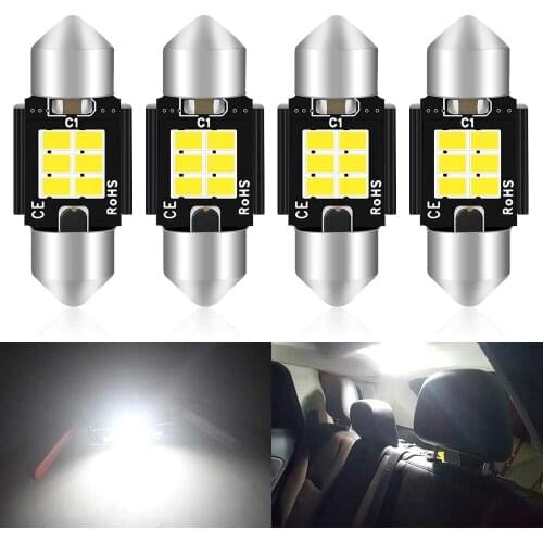 4-Pcs 31MM DE3175 6428 White 3020 Chipset 6SMD Canbus Error Free LED Festoon Bulb Car Interior License Plate Dome Map Door Light