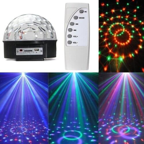 6 Color LED Remote Music Crystal Magic Ball Stage Effect Light Christmas Party Disco DJ KTV Club Bar Lamp with MP3 Function