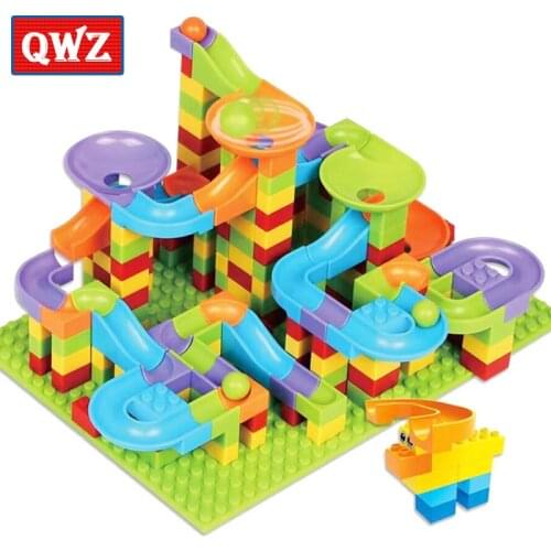 79-256PCS Marble Race Run Maze Ball Jungle Adventure Track Building Block Small Size Bricks Compatible All Bricks Kid Gifts