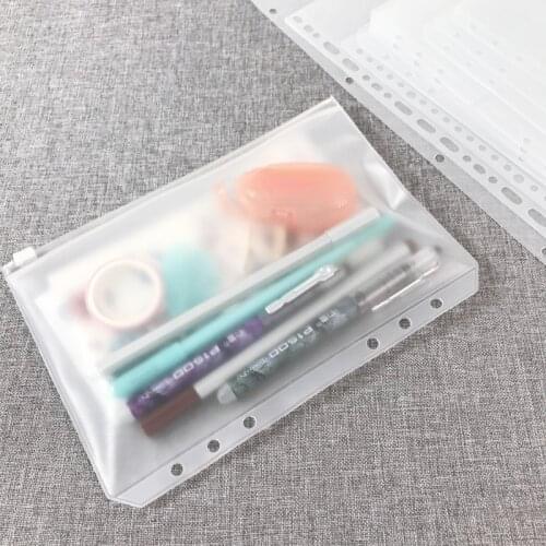 A5 A6 A7 File Holder 6 Holes Transparent PVC Loose Leaf Pouch with Self-Styled Zipper Filing Product Binder