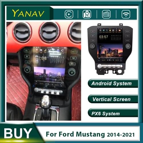 Car Radio Audio GPS Navigation For-Ford Mustang 2014-2021 Android Car Stereo Receiver Multimedia MP3 Player UHD Vertical Screen