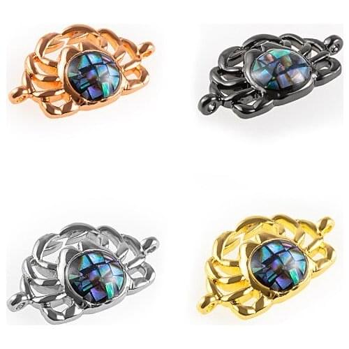 12*22mm crab abalone shell crystal micro pave cz zircon cubic zirconia beads DIY Copper necklace charm bracelet connectors sae24