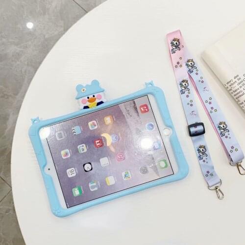 Kids Cartoon Case For Ipad Pro 12.9 Inch 2015 2017 2018 2020 ShockProof Silicon Full Body Tablet Cover Stand Shell Funda+Straps