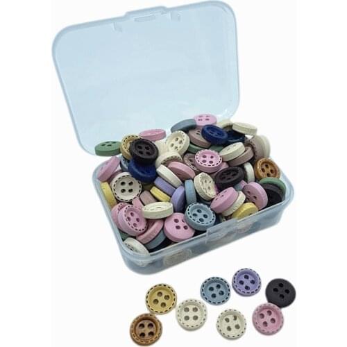 Suoja 50/200pcs mini 1cm mix color Wooden sewing button scrapbook round dotted coffee four holes, 10 mm in diameter (3/8 inch)
