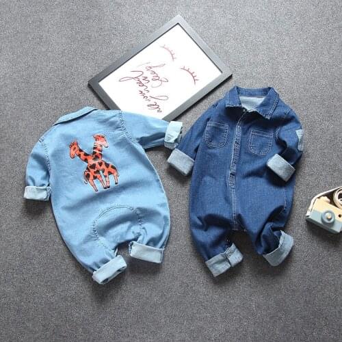 Baby clothing denim jumpsuit baby boy cute jumpsuit robe clothes crawling clothes girl denim jumpsuit jumpsuit newborn clothing