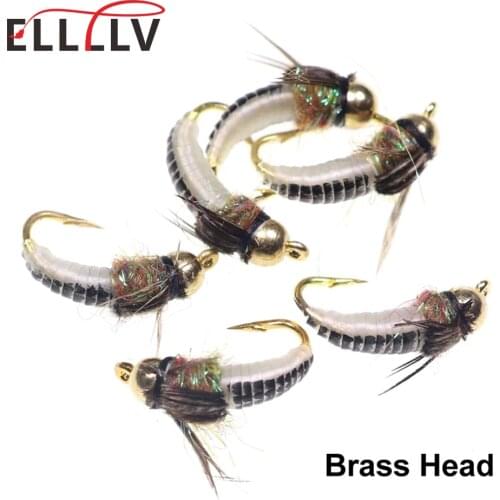 6PCS #12 Trout Fishing Realistic Nymph Scud Fly Nymphing Artificial Insect Baits flying Lure