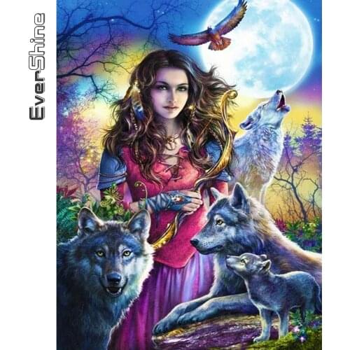 Evershine 5D Diamond Painting Woman Rhinestones Mosaic Sale Cross Stitch Diamond Embroidery Wolf New Arrival Home Decoration