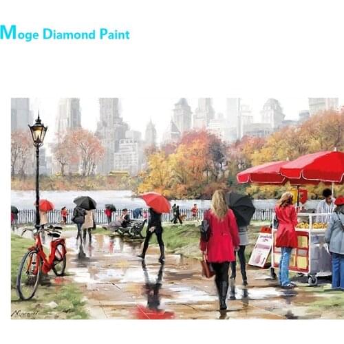 Urban Landscape Diamond Painting Oil Scenic Round Full Drill DIY Streets People Cars Mosaic Embroidery 5D Cross Stitch Gifts