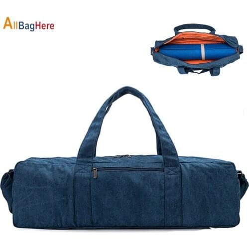 Hot Canvas Yoga Mat Bag Women Men High Capacity Fitness Gym Bags Multifunctional Outdoor Sports Training Travel Shoulder Handbag
