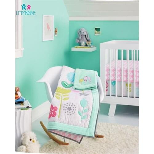 Cotton Newborn Baby Bed Bumpers Green Stereo Embroidery of Cartoon Grass Warbler Baby Blanket Bed Sheet Quilt Baby Bedding Sets