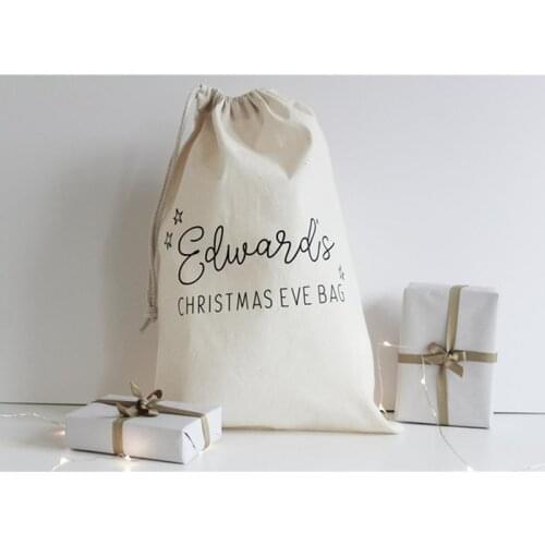 Custom Christmas Eve Sack Christmas Stocking present Bag Bachelorette party Bag baptism gift bag canvas Kids Present Storage bag