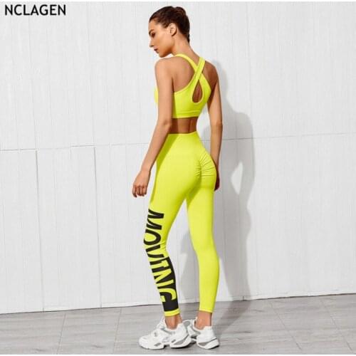 NCLAGEN Yoga Sets Women Gym Clothes 2 Piece Fitness Body Suit Sport Bra Pants High Waist Push-up Workout Sportswear Tracksuits