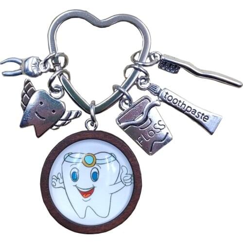 Cute Protect Teeth Guard Dentist Purse Handbag Charm Handmade Pendant Keychain For Bag Car Women Men Girls Boys Love Jewelry