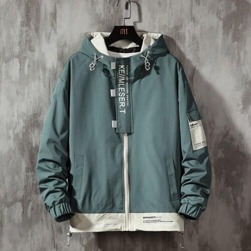 Spring Autumn Patchwork Streetwear Jackets Men Big Size 4XL Hooded Casual Loose Print Windbreaker Jacket Male Hip Hop Coat Homme