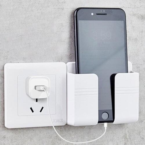 Mobile Phone Holder Wall Storage air-conditioner TV remote Organizer plug Rack Bathroom Kitchen Item Stander Self-adhesive Shelf