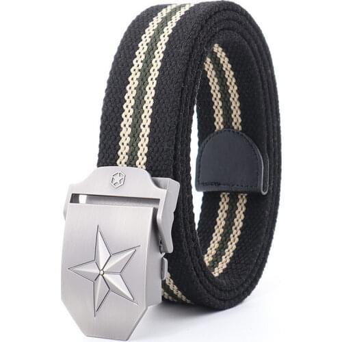 Mens Metel Slide Buckle Waist Belts Breathable Canvas Army Military Russia Design Star Fashion Women Jeans Accessories Color