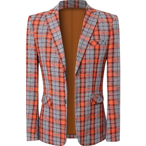 Vintage Plaid Blazer British Stylish Lattice Male Blazer Suit Jacket Business Casual One Button Blazer For Men Regular Coat