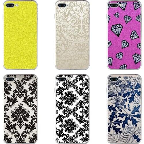 89H black and white flower wallpaper Soft TPU Silicone Cover Case For Apple iPhone 6 6s 7 8 plus Case